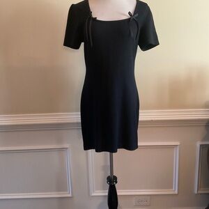 St. John Evening Collection Santana Knit Black Short Sleeve Dress Size 8